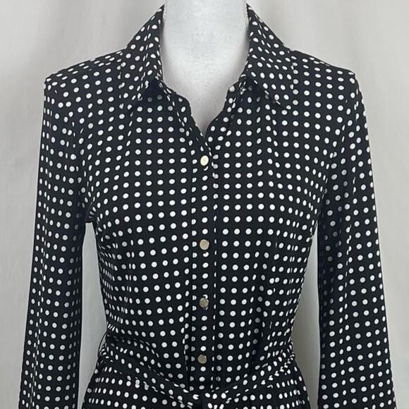 Talbots Black & White Polka Dot Career OfficeCore Shirt Dress NWOT Size S - Picture 3 of 13